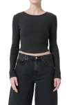 Agolde Nova Long Sleeve Crop Rib T-shirt In Marker