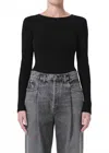 Agolde Nova Long Sleeve Crop Rib T-shirt In Black