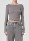 Agolde Nova Long Sleeve Tee In Owl In Gray