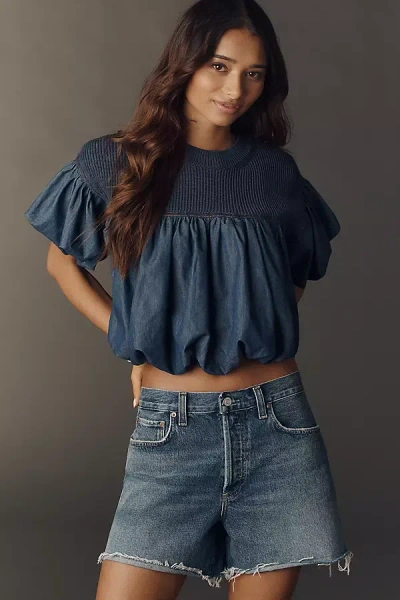 Agolde Nye Denim Shorts In Blue