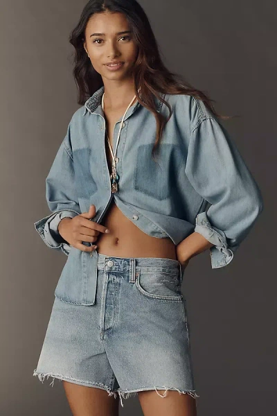 Agolde Nye Denim Shorts In Blue