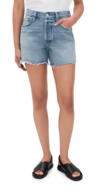 Agolde Nye Low Slung Vintage Shorts Post In Blue