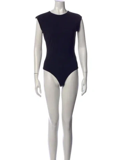 Pre-owned Agolde Nylon Crew Neck Bodysuit In Black