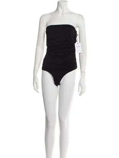 Pre-owned Agolde Nylon Strapless Bodysuit W/ Tags In Black