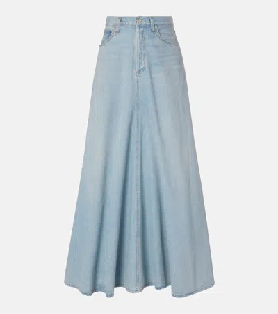 Agolde Odin Mid-rise Denim Maxi Skirt In Blue
