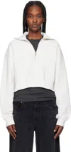 Agolde Off-white Bethan Quarter Zip Sweatshirt In Wired