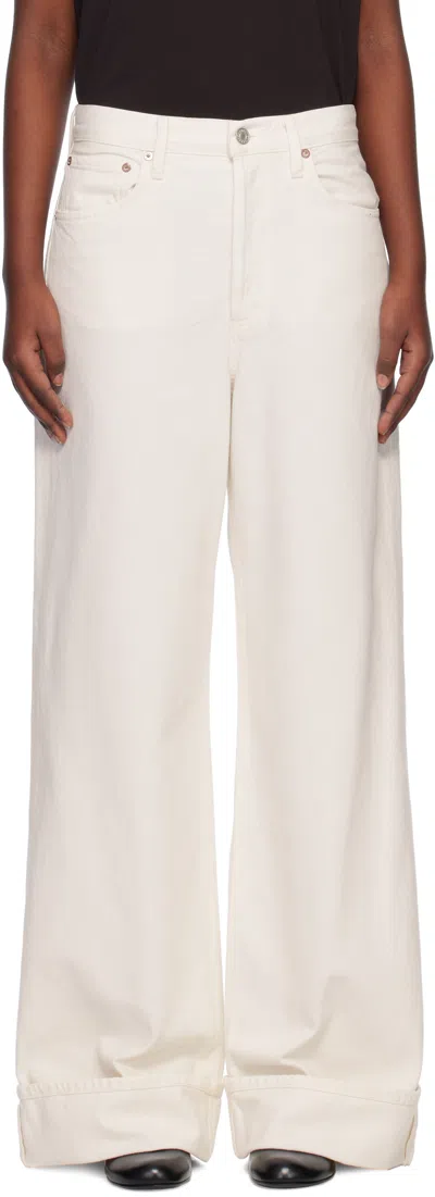 Agolde Dame High-rise Wide-leg Jeans In Fortune Cookie (natu