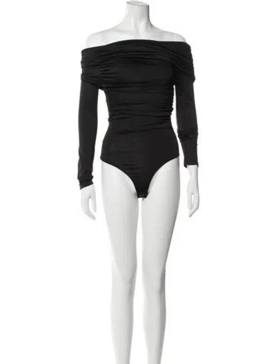 Pre-owned Agolde Off-the-shoulder Long Sleeve Bodysuit In Black