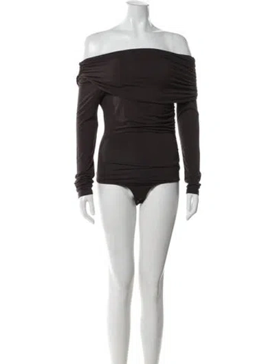Pre-owned Agolde Off-the-shoulder Long Sleeve Bodysuit In Gray