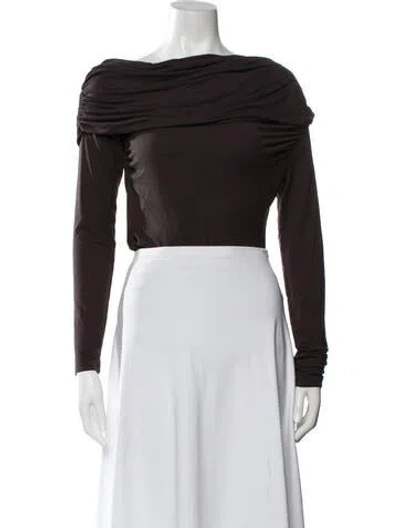 Pre-owned Agolde Off-the-shoulder Long Sleeve Top In Grey