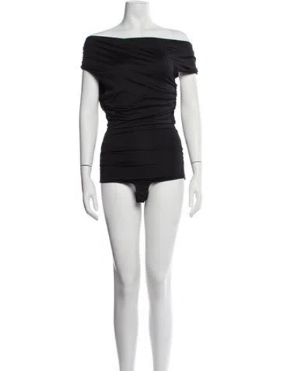 Pre-owned Agolde Off-the-shoulder Short Sleeve Bodysuit In Black