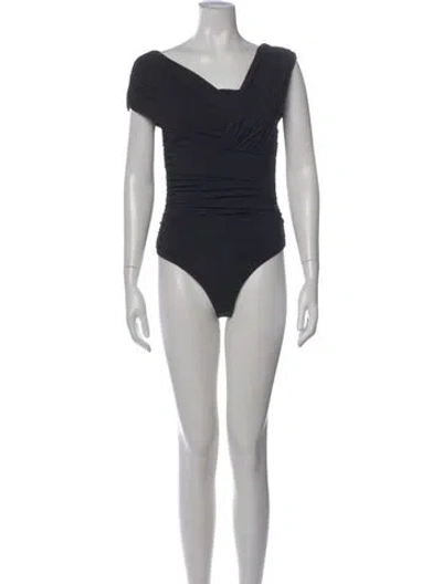 Pre-owned Agolde Off-the-shoulder Short Sleeve Bodysuit In Black