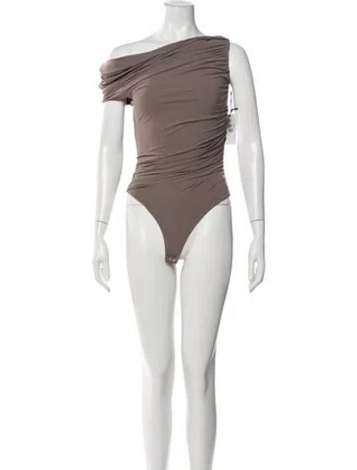 Pre-owned Agolde Off-the-shoulder Short Sleeve Bodysuit W/ Tags In Neutral