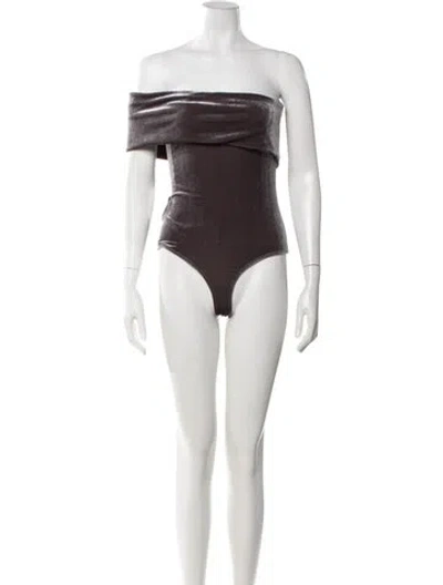 Pre-owned Agolde Off-the-shoulder Sleeveless Bodysuit In Grey