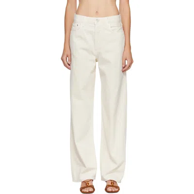 Agolde Off-white Low Slung Baggy Jeans In Brown Rice (lt Wheat