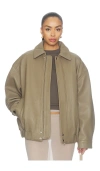 Agolde Grained-effect Bomber Jacket In Gray