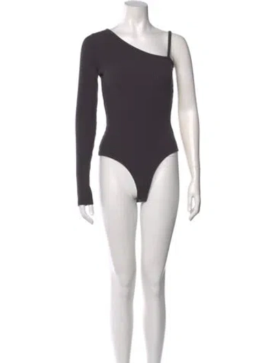 Pre-owned Agolde One-shoulder Long Sleeve Bodysuit In Black
