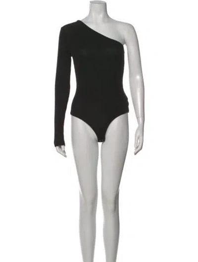 Pre-owned Agolde One-shoulder Long Sleeve Bodysuit In Black