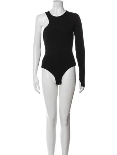 Pre-owned Agolde One-shoulder Long Sleeve Bodysuit In Black