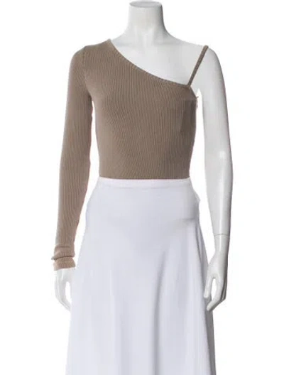 Pre-owned Agolde One-shoulder Long Sleeve Crop Top W/ Tags In Neutral