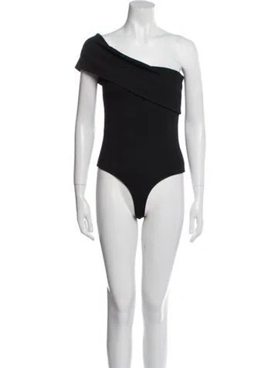 Pre-owned Agolde One-shoulder Short Sleeve Bodysuit In Black