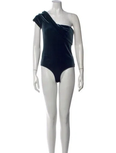 Pre-owned Agolde One-shoulder Short Sleeve Bodysuit In Black