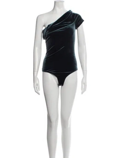 Pre-owned Agolde One-shoulder Short Sleeve Bodysuit In Black