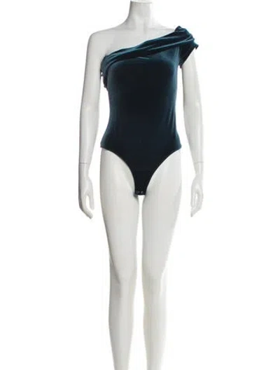 Pre-owned Agolde One-shoulder Short Sleeve Bodysuit In Green