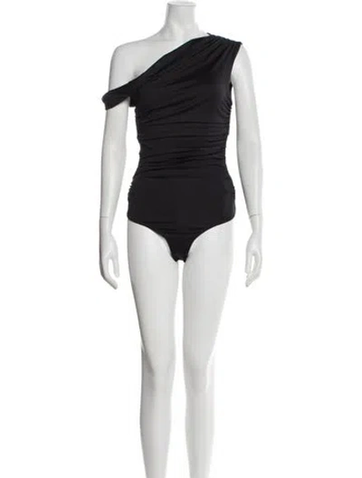 Pre-owned Agolde One-shoulder Sleeveless Bodysuit In Black