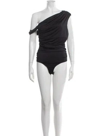 Pre-owned Agolde One-shoulder Sleeveless Bodysuit In Black