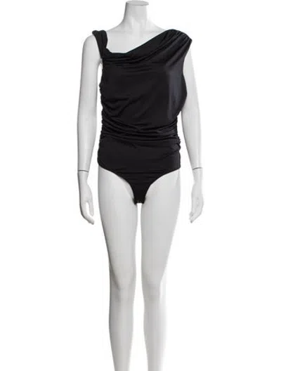 Pre-owned Agolde One-shoulder Sleeveless Bodysuit In Black