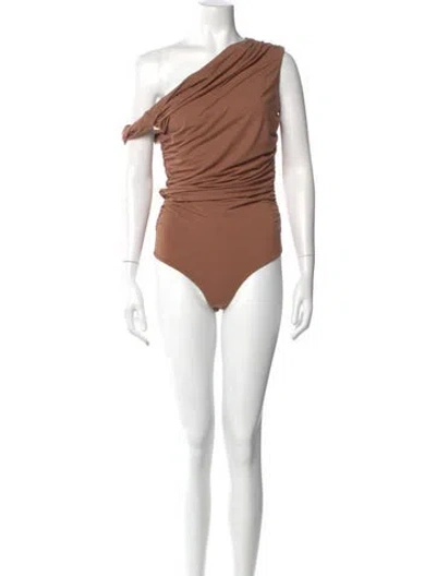 Pre-owned Agolde One-shoulder Sleeveless Bodysuit In Brown