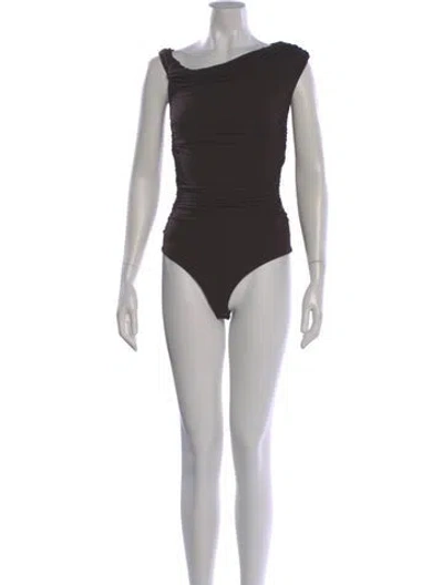 Pre-owned Agolde One-shoulder Sleeveless Bodysuit In Gray