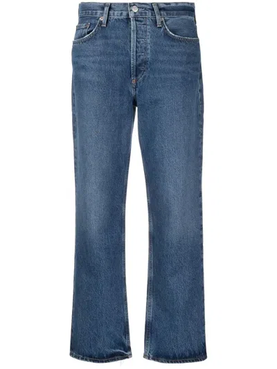Agolde Valen Straight Leg Jeans With Faded Wash In Blue