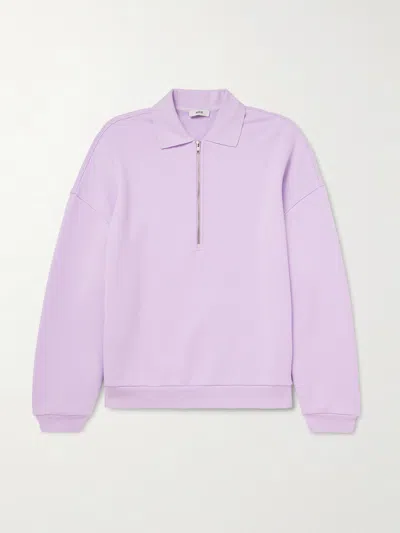 Agolde Cotton Pace Quarter-zip Sweatshirt In Purple