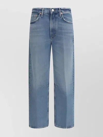 Agolde Pacifica Cotton Jeans Contrast Stitching In Blue