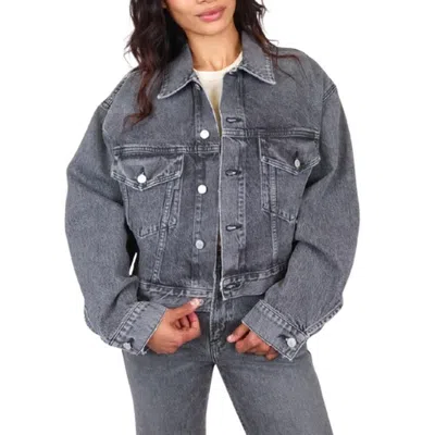 Agolde Palmer Cropped Denim Jacket In Gray