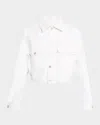 Agolde Palmer Cropped Recycled-denim Jacket In Milkshake