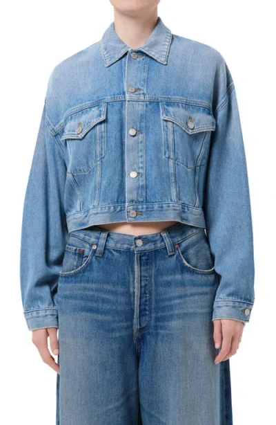 Agolde Palmer Denim Trucker Jacket In Blue