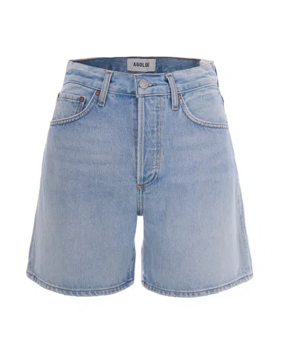 Agolde Pantaloncino Dame High Rise Baggy In Blue