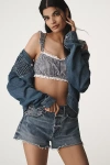 Agolde Parker Denim Fray Shorts In Blue