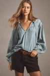 Agolde Parker Denim Fray Shorts In Blue