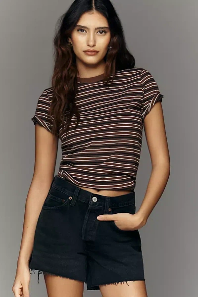 Agolde Parker Denim Long Shorts In Black