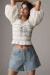 Agolde Parker Denim Long Shorts In Blue