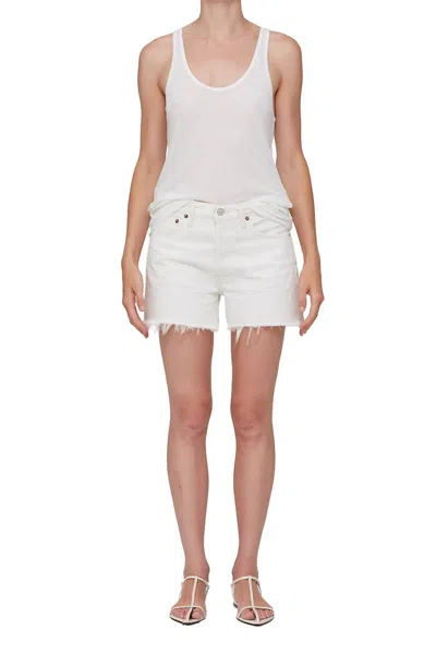 Agolde Parker Denim Short In Panna Cotta In White