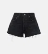 Agolde Parker Black Distressed Denim Shorts In Black