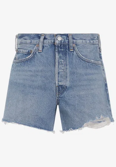 Agolde Parker Denim Shorts In Blue