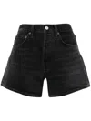 Agolde Riley High Rise Slim Leg Shorts In Vortex In Blue