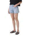 Agolde Parker High Waist Relaxed Long Denim Shorts In Feud