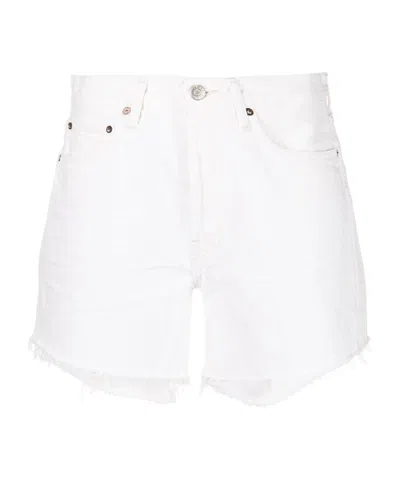 Agolde Parker Denim Shorts In White